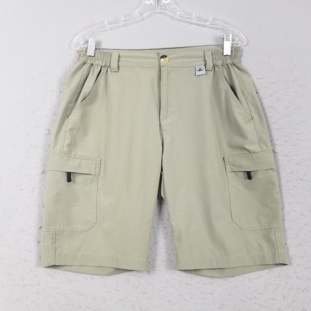 MAPAMYUMCO Shorts Mens Small Beige Cargo Stretch Elastic Waist 9 Inseam Outdoor